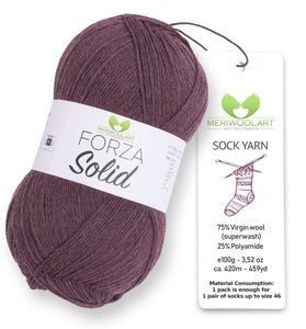 FORZA SOLID Brown-4624 WOOL SOCK YARN 100g 420m