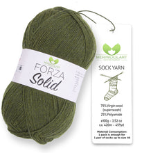 Load image into Gallery viewer, FORZA SOLID Green-4626 WOOL SOCK YARN 100g 420m
