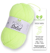 Load image into Gallery viewer, FORZA SOLID Neon Yellow-4630 WOOL SOCK YARN 100g 420m
