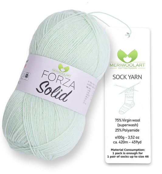 FORZA SOLID Aquamarine-4631 WOOL SOCK YARN 100g 420m