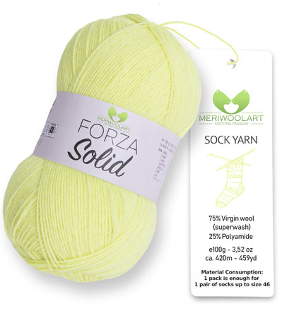 FORZA SOLID Yellow-4632 WOOL SOCK YARN 100g 420m