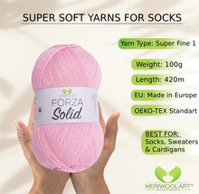 Load image into Gallery viewer, FORZA SOLID Pink-4635 WOOL SOCK YARN 100g 420m
