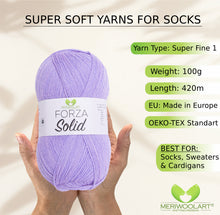 Load image into Gallery viewer, FORZA SOLID Lavender-4638 WOOL SOCK YARN 100g 420m
