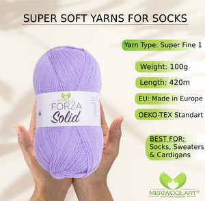 FORZA SOLID Lavender-4638 WOOL SOCK YARN 100g 420m