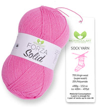 Load image into Gallery viewer, FORZA SOLID Candy Pink-4642 WOOL SOCK YARN 100g 420m
