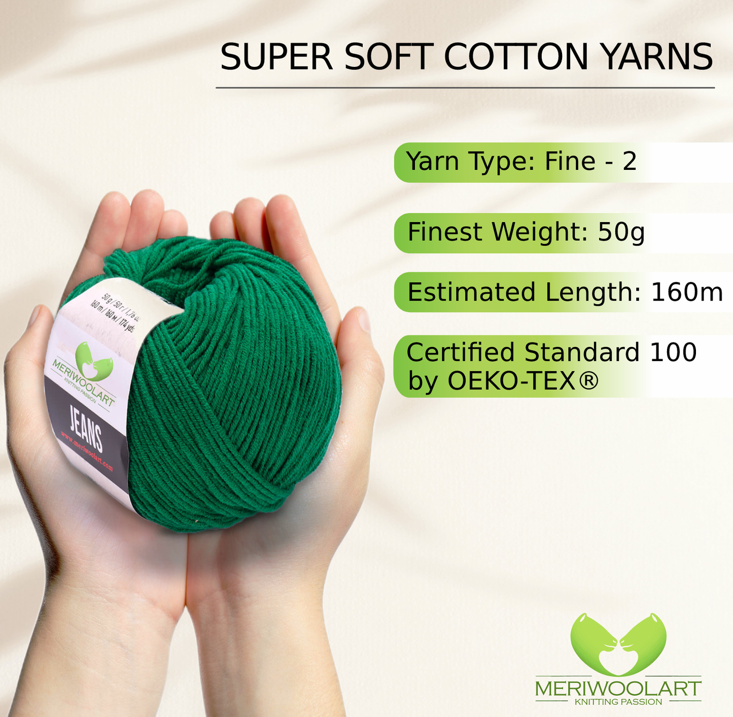 JEANS Green Cotton YARN 50g 160m