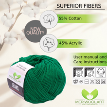 Charger l'image dans Gallery viewer, JEANS Green Cotton YARN 50g 160m
