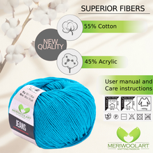 Carica l'immagine nel visualizzatore della galleria, JEANS Dark Turquoise Cotton YARN 50g 160m
