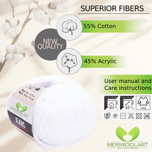 Carica l'immagine nel visualizzatore della galleria, JEANS White Cotton YARN 50g 160m
