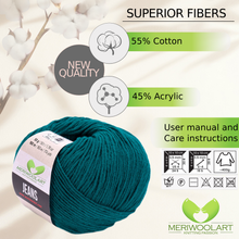 Cargar la imagen en el visor de la Galería, JEANS Petrol Cotton YARN 50g 160m
