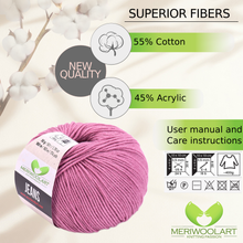 Charger l'image dans Gallery viewer, JEANS Pflaume Cotton YARN 50g 160m
