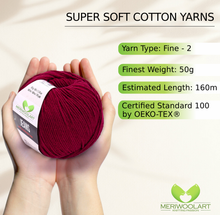 Load image into Gallery viewer, JEANS Burgundy Cotton YARN 50g 160m
