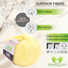 Load image into Gallery viewer, JEANS Yellow Cotton YARN 50g 160m
