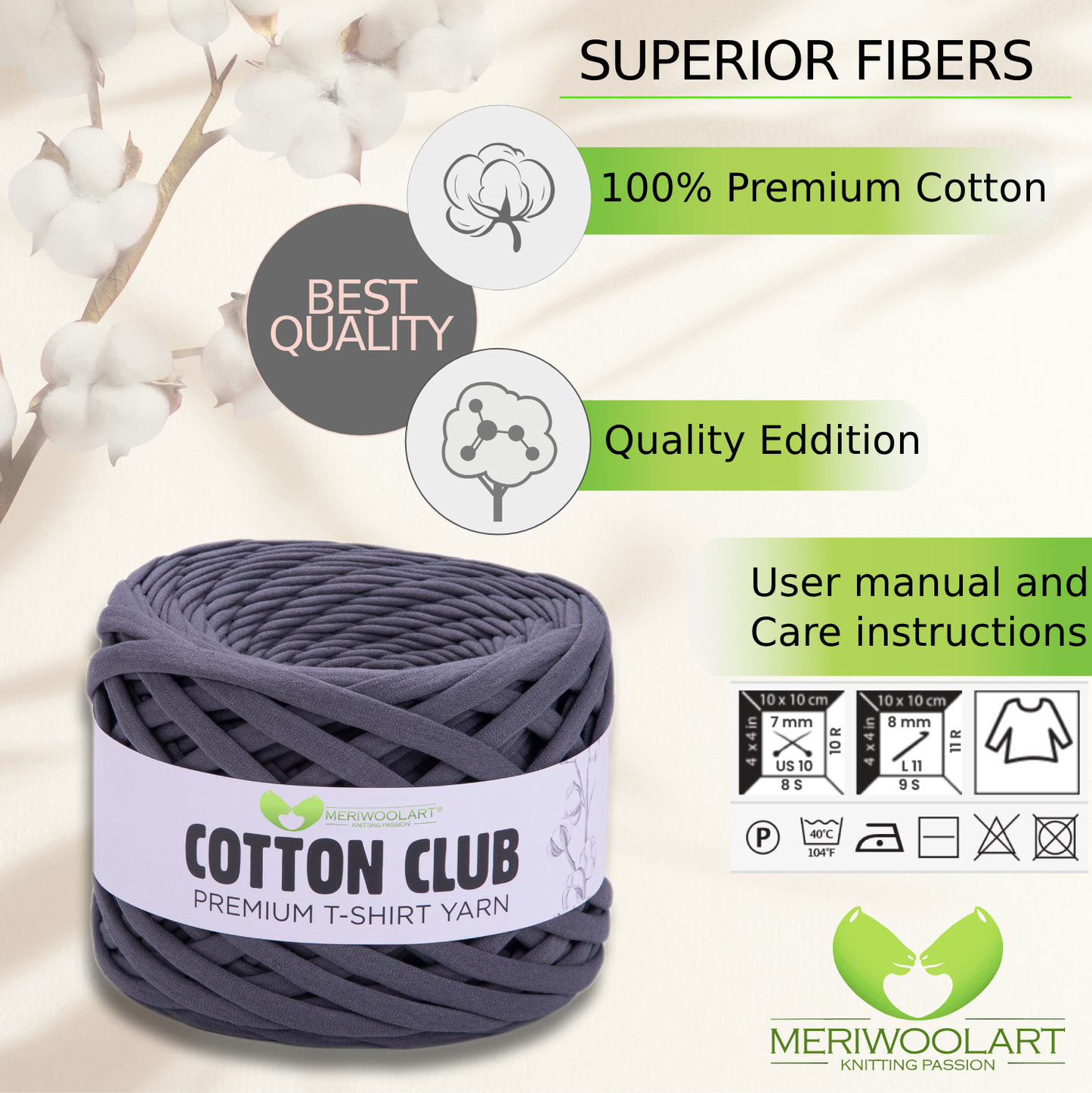 Smoke Grey Cotton Club 10 mm x 110 m