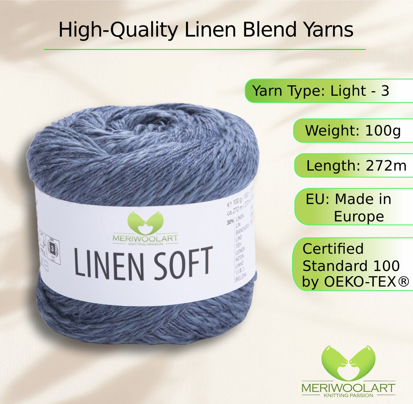 Blue 7316 Linen Soft Yarn 100g 272m