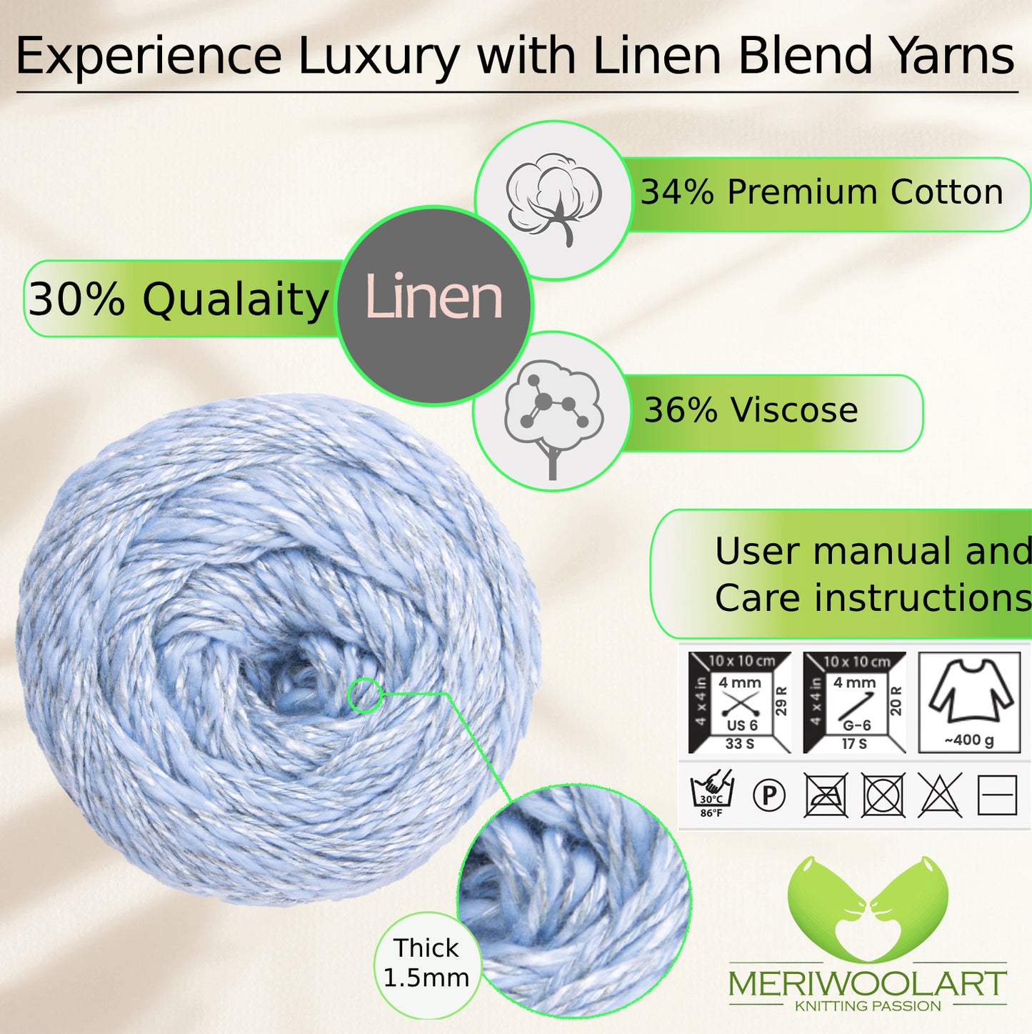 Baby Blue 7319 Linen Soft Yarn 100g 272m