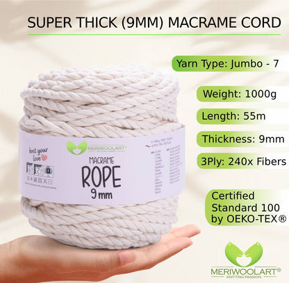 Natürlich MACRAMÉ ROPE 9MM 55M