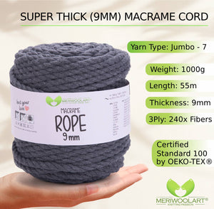 Grafito MACRAMÉ ROPE 9MM 55M