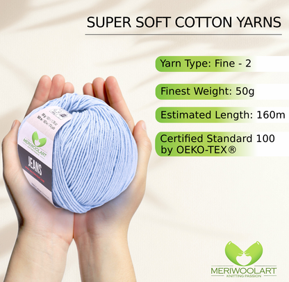 JEANS Baby Blue Cotton YARN 50g 160m