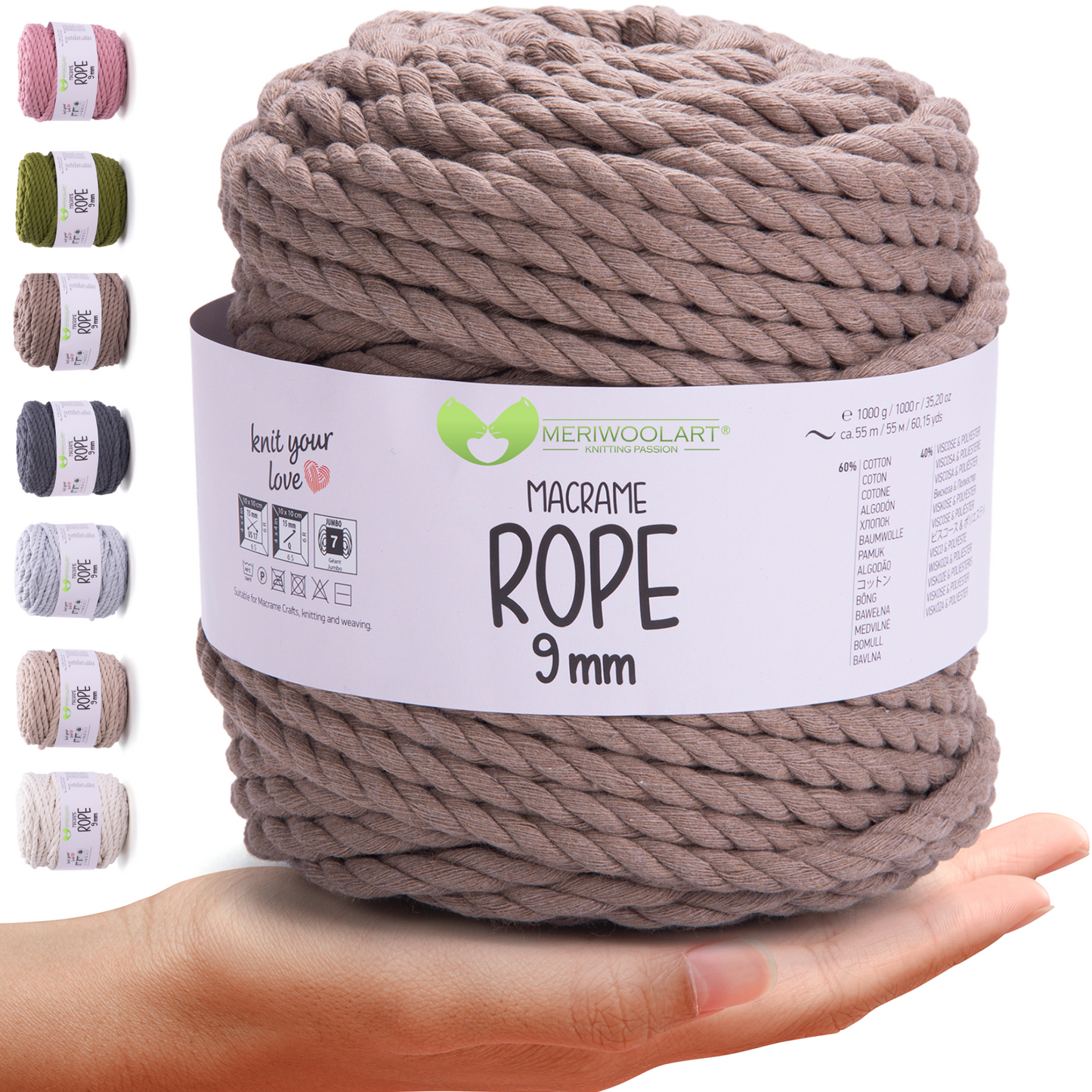 Dark Sand MACRAMÉ ROPE 9MM 55M