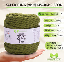 Cargar la imagen en la galería, Salbei MACRAMÉ ROPE 9MM 55M
