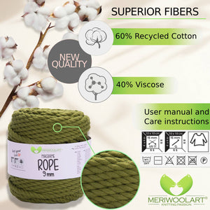 Salbei MACRAMÉ ROPE 9MM 55M