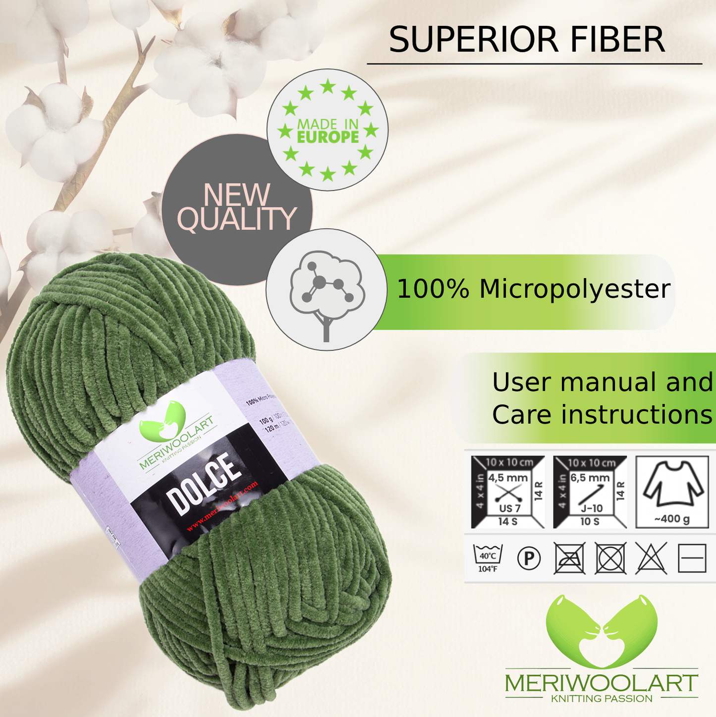 DOLCE Sage Green MICRO POLYESTER 100G 120M