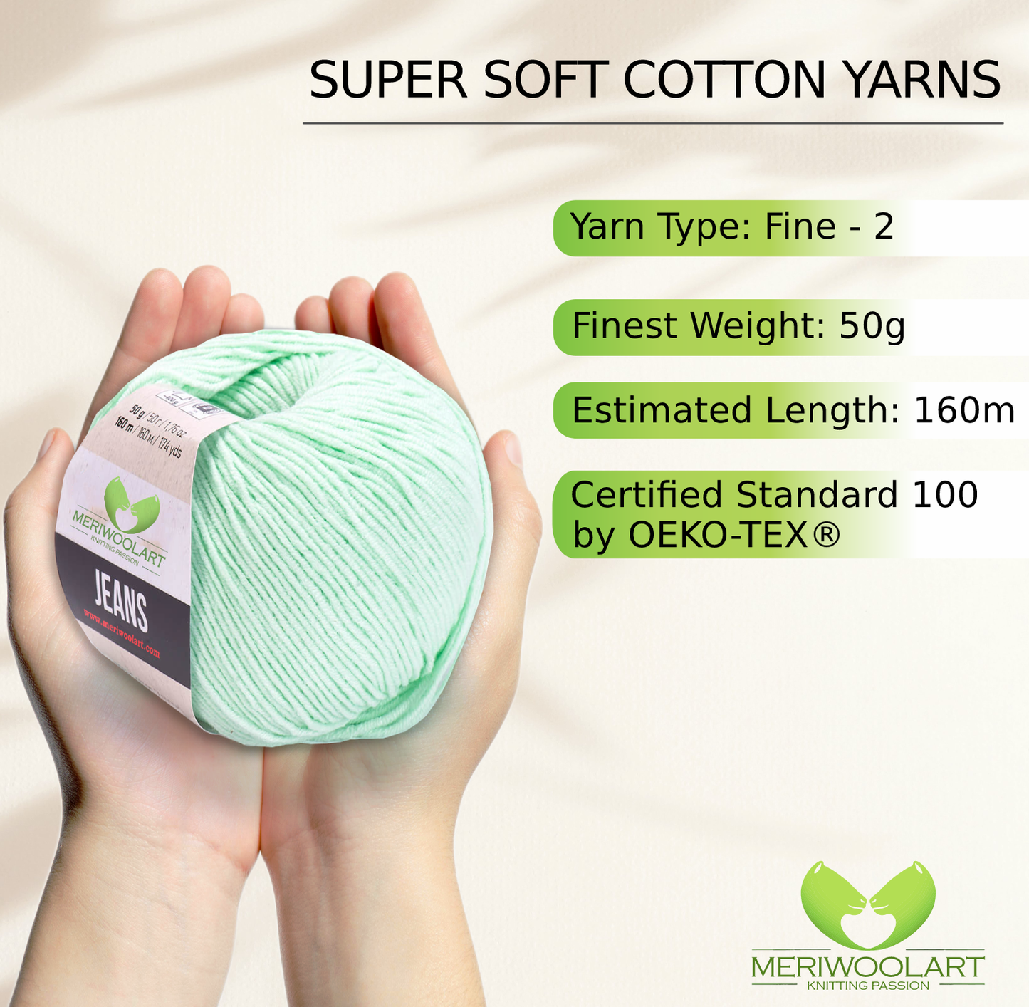 JEANS Mint Cotton YARN 50g 160m