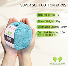 Carica l'immagine nel visualizzatore della galleria, JEANS Coral Blue Cotton YARN 50g 160m
