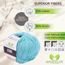 Charger l&#39;image dans la galerie, JEANS Coral Blue Cotton YARN 50g 160m
