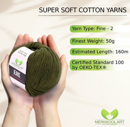 JEANS Vert foncé Fil de coton 50g 160m