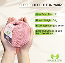 Carica l'immagine nel visualizzatore della galleria, JEANS Powder Pink Cotton YARN 50g 160m
