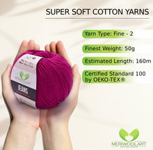 Load image into Gallery viewer, JEANS Violet Cotton YARN 50g 160m
