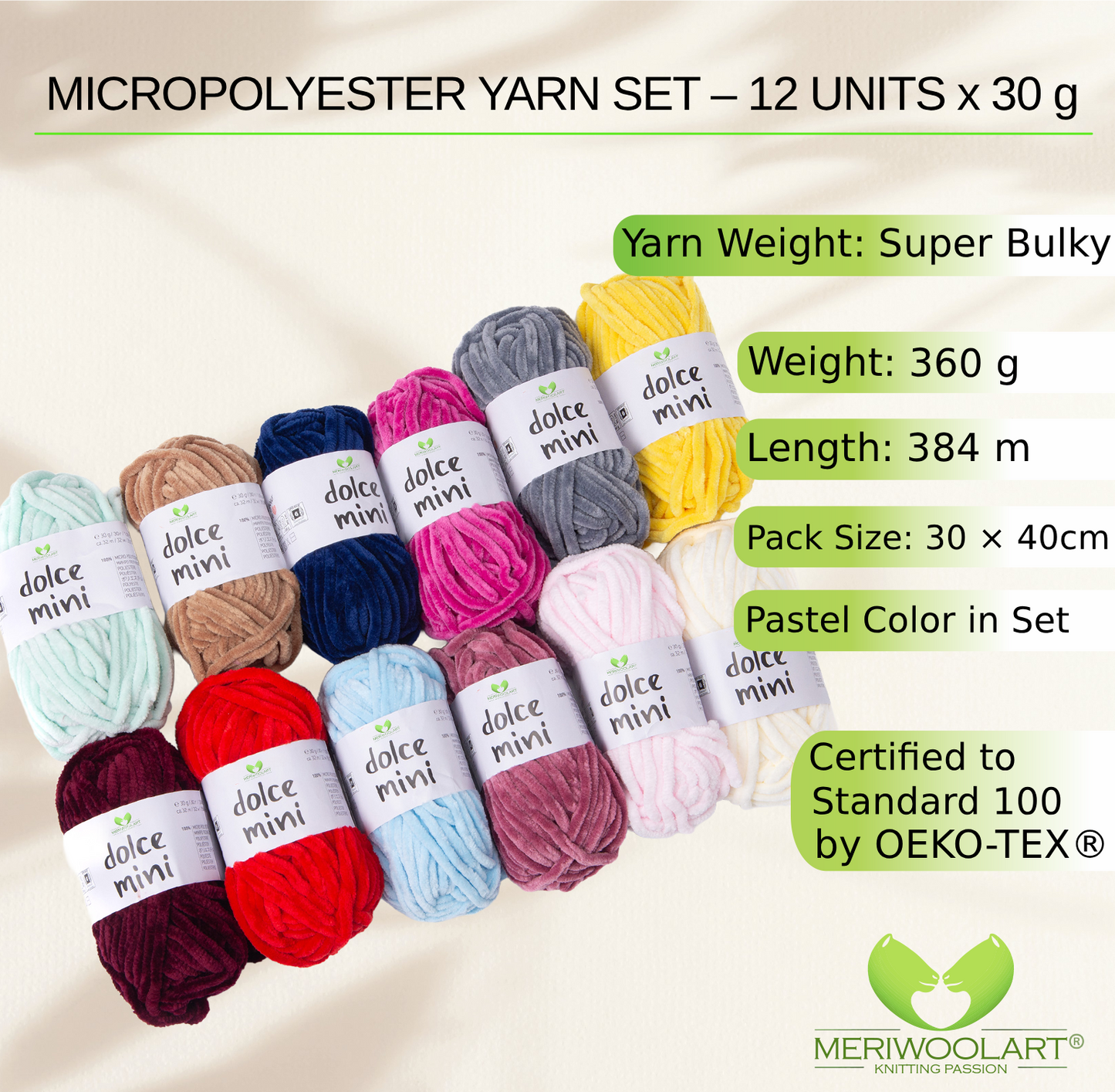 Multicolor Chenille Yarn Set B – 12 x 30 g