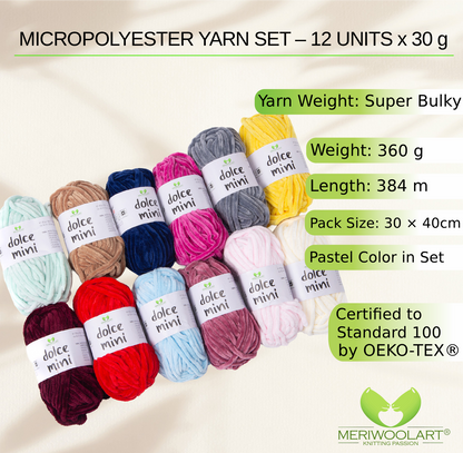 Multicolor Chenille Yarn Set B – 12 x 30 g