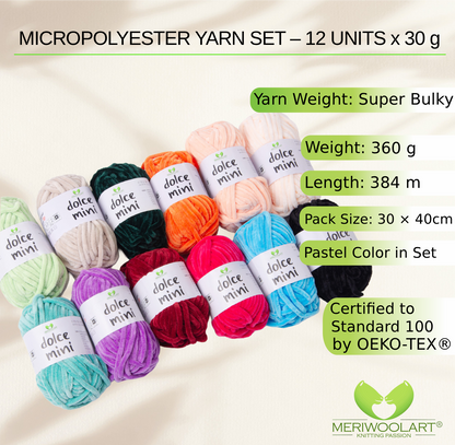 Multicolor Chenille Yarn Set C – 12 x 30 g