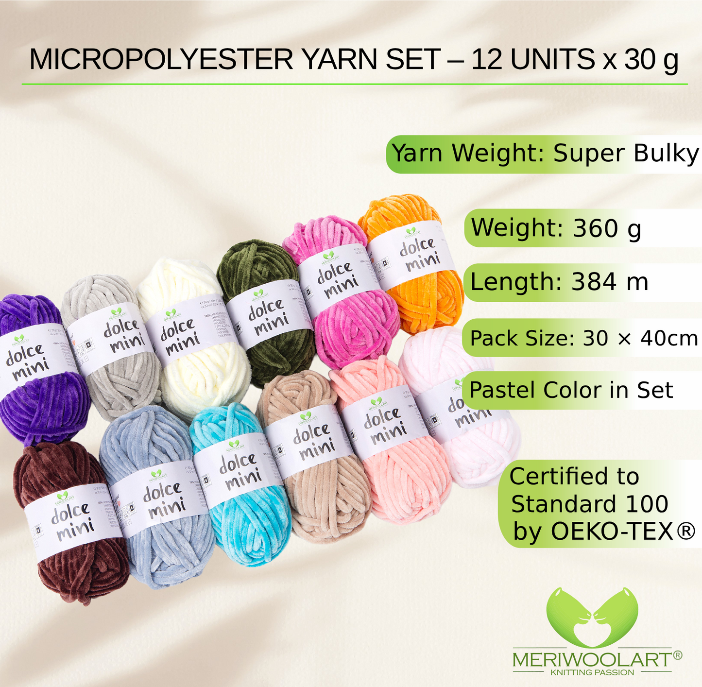 Multicolor Chenille Yarn Set D – 12 x 30 g
