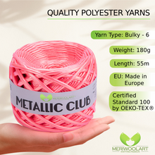 Cargar imagen en el visor de la Galería, METALLIC Neon Pink T-Shirt Yarn 8mm x 55m
