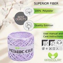 Cargar la imagen en el visor de la Galería, METALLIC Light Lilac T-Shirt Yarn 8mm x 55m
