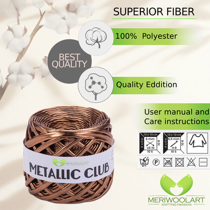 METALLIC Bronze T-Shirt Yarn 8mm x 55m