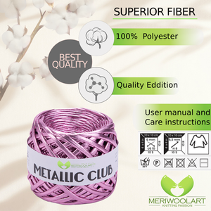 METALLIC Pink T-Shirt Yarn 8mm x 55m