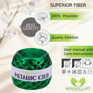 Filato per magliette verde smeraldo METALLIC 8mm x 55m