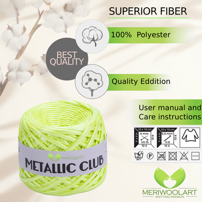 METALLIC Neon Green T-Shirt Yarn 8mm x 55m