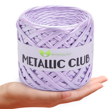 Load image into Gallery viewer, METALLIC Light Lilac T-Shirt Yarn 8mm x 55m
