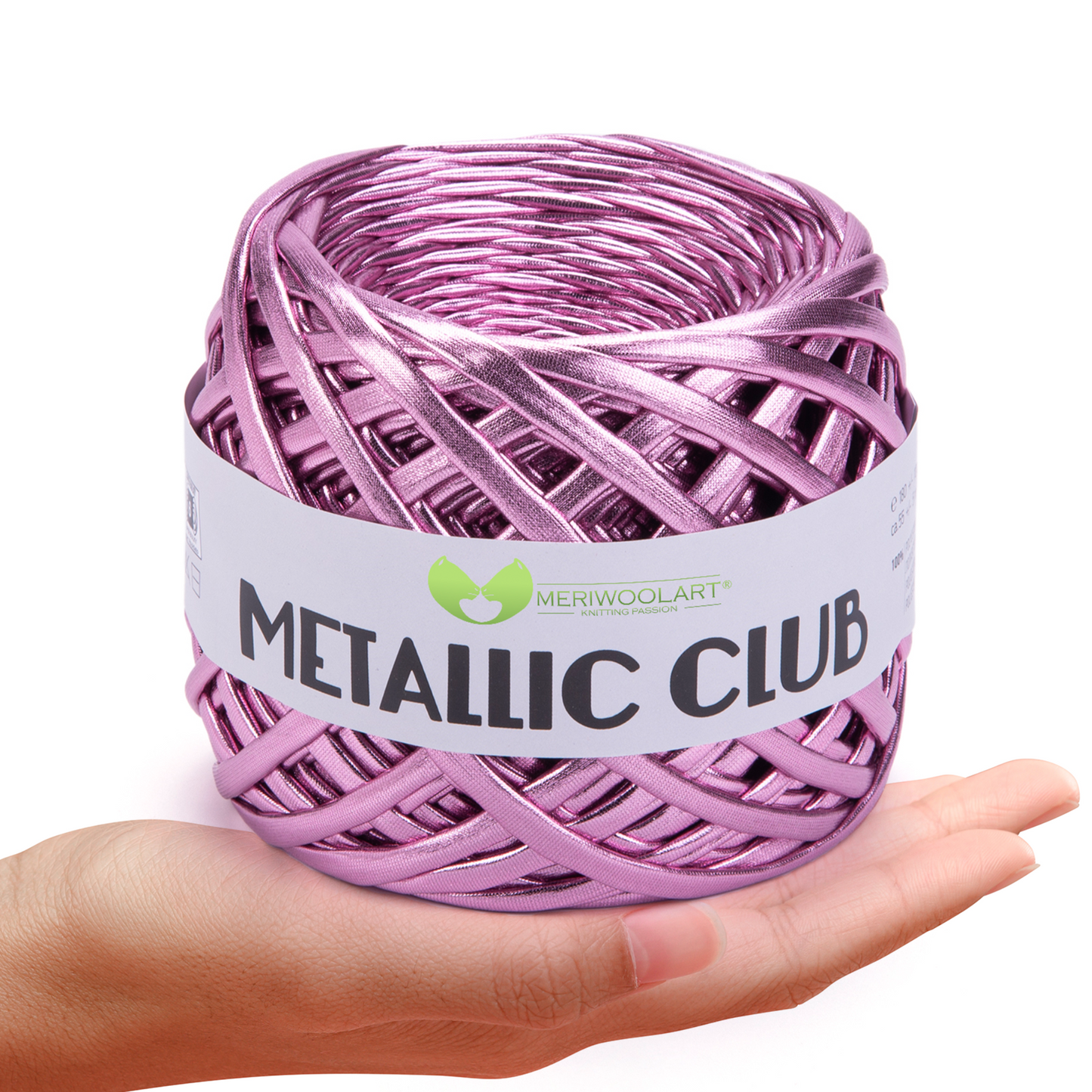 METALLIC Pink T-Shirt Yarn 8mm x 55m