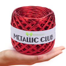 Charger l&#39;image dans la galerie, METALLIC Red T-Shirt Yarn 8mm x 55m
