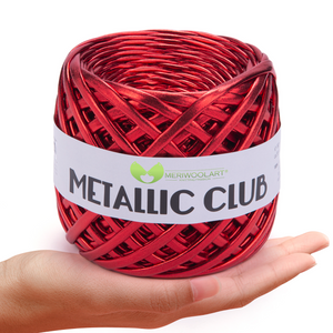 METALLIC Red T-Shirt Yarn 8mm x 55m