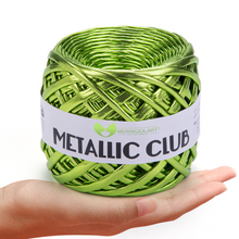 Visualizza il tuo profilo nella galleria, Filato per magliette METALLIC Henna Green 8mm x 55m
