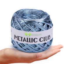 Charger l&#39;image dans la galerie, METALLIC Graphite Blue T-Shirt Yarn 8mm x 55m
