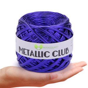 METALLIC Navy T-Shirt Yarn 8mm x 55m